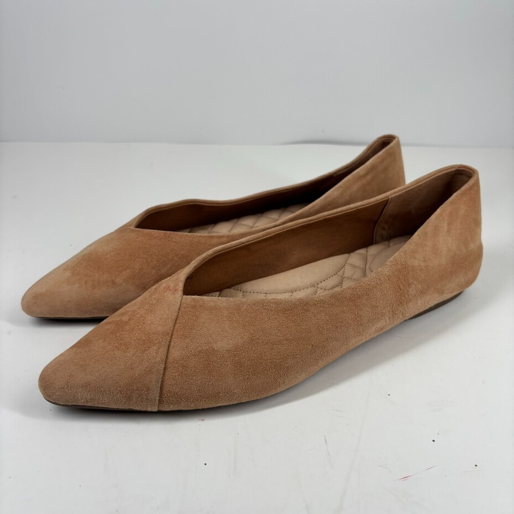 Birdies The Goldfinch Women's US 8.5 Tan Suede Pointed-Toe Comfort Ballet Flats